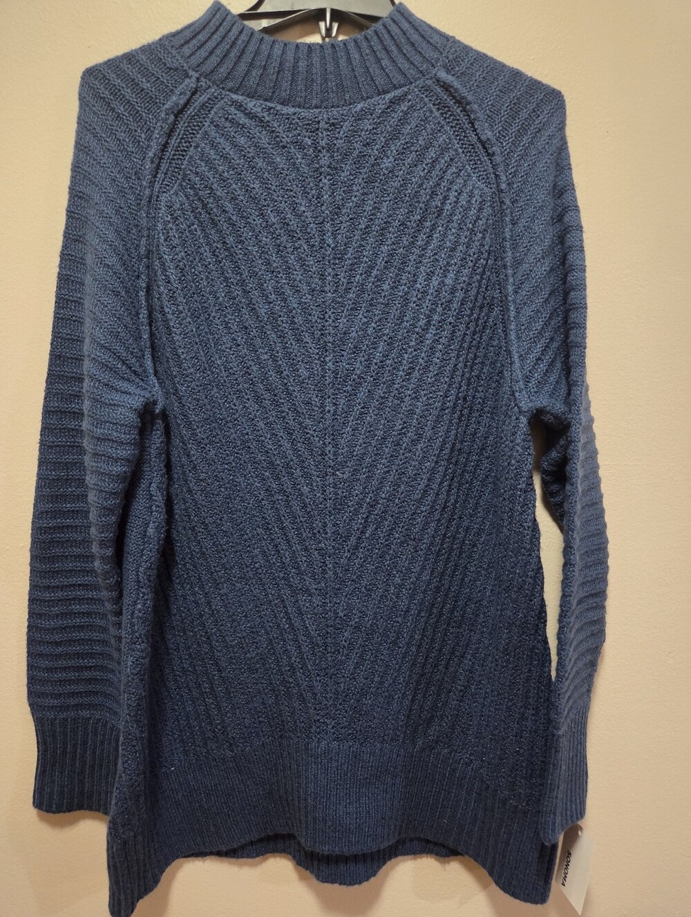 Women's Navy Ribbed Knit Tunic Length Sweater